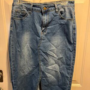 Stretchy Denim Long Skirt Sz XL
